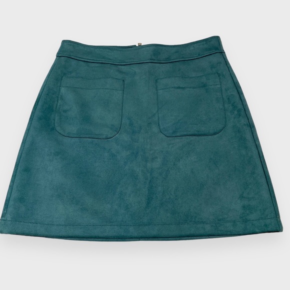 LOFT Dresses & Skirts - LOFT Fuax Suede Skirt With Front Pockets | Teal Blue Green | Womens Size 8